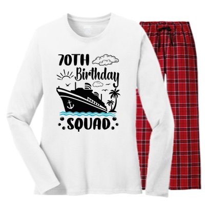 70th Birthday Cruise Vacation 2024 Cruise Matching Group Women's Long Sleeve Flannel Pajama Set 