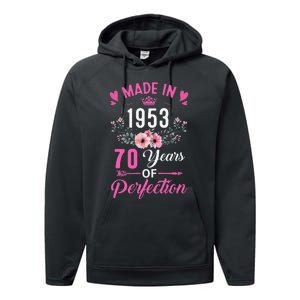 70 Birthday Decorations Women Female 70Th 1953 Birthday Performance Fleece Hoodie