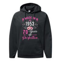 70 Birthday Decorations Women Female 70Th 1953 Birthday Performance Fleece Hoodie