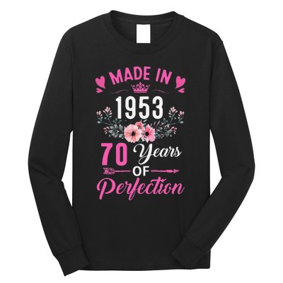 70 Birthday Decorations Women Female 70Th 1953 Birthday Long Sleeve Shirt