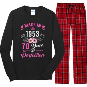 70 Birthday Decorations Women Female 70Th 1953 Birthday Long Sleeve Pajama Set