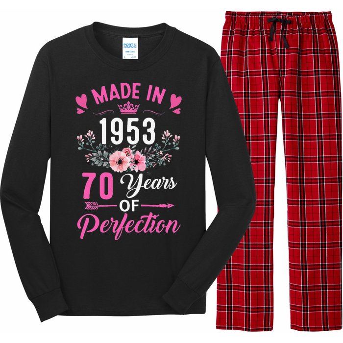 70 Birthday Decorations Women Female 70Th 1953 Birthday Long Sleeve Pajama Set