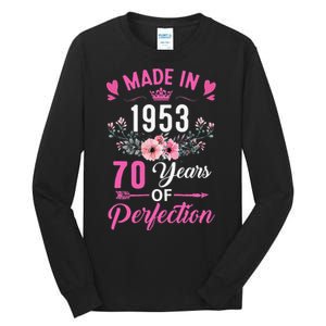 70 Birthday Decorations Women Female 70Th 1953 Birthday Tall Long Sleeve T-Shirt