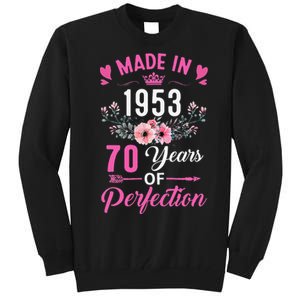 70 Birthday Decorations Women Female 70Th 1953 Birthday Tall Sweatshirt