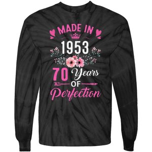 70 Birthday Decorations Women Female 70Th 1953 Birthday Tie-Dye Long Sleeve Shirt