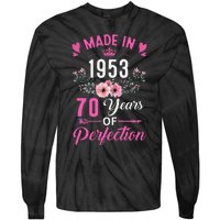 70 Birthday Decorations Women Female 70Th 1953 Birthday Tie-Dye Long Sleeve Shirt