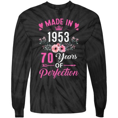 70 Birthday Decorations Women Female 70Th 1953 Birthday Tie-Dye Long Sleeve Shirt