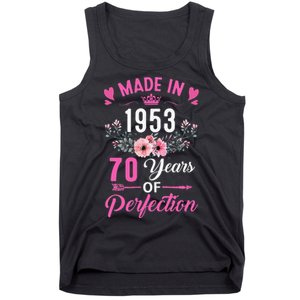 70 Birthday Decorations Women Female 70Th 1953 Birthday Tank Top