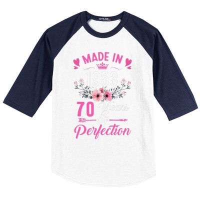 70 Birthday Decorations Women Female 70Th 1953 Birthday Baseball Sleeve Shirt