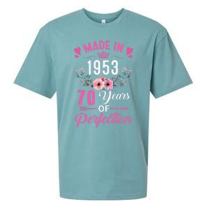 70 Birthday Decorations Women Female 70Th 1953 Birthday Sueded Cloud Jersey T-Shirt