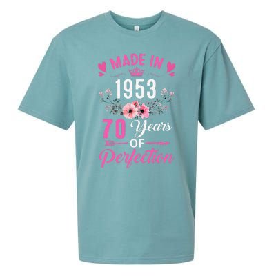 70 Birthday Decorations Women Female 70Th 1953 Birthday Sueded Cloud Jersey T-Shirt