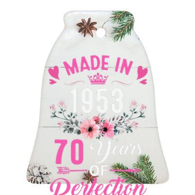 70 Birthday Decorations Women Female 70Th 1953 Birthday Ceramic Bell Ornament