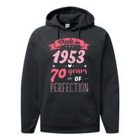 70 Birthday Decorations Women Female 70th BDay 1953 Birthday Performance Fleece Hoodie