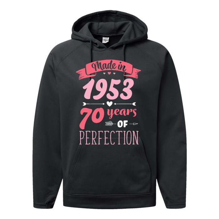 70 Birthday Decorations Women Female 70th BDay 1953 Birthday Performance Fleece Hoodie