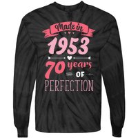 70 Birthday Decorations Women Female 70th BDay 1953 Birthday Tie-Dye Long Sleeve Shirt