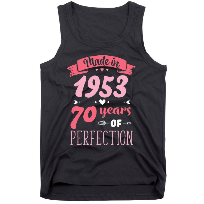 70 Birthday Decorations Women Female 70th BDay 1953 Birthday Tank Top