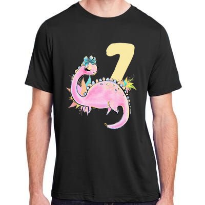 7th Birthday Dinosaur Pink Dino Party Outfit Seven Adult ChromaSoft Performance T-Shirt