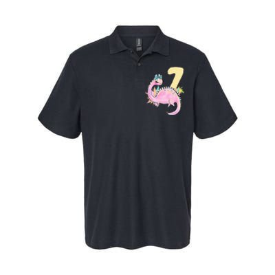 7th Birthday Dinosaur Pink Dino Party Outfit Seven Softstyle Adult Sport Polo