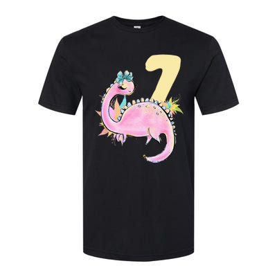 7th Birthday Dinosaur Pink Dino Party Outfit Seven Softstyle® CVC T-Shirt