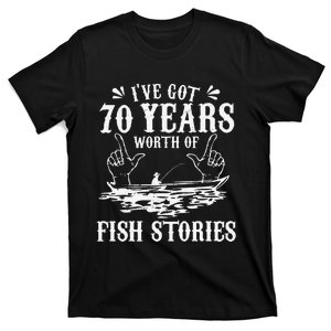 70th Birthday Fisherman Funny Bass Fishing Gift Idea T-Shirt