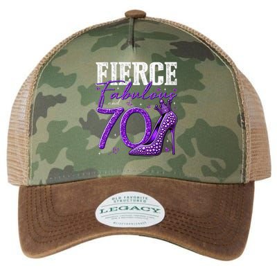70th Birthday Fierce Fabulous And 70 Year Old Heels Legacy Tie Dye Trucker Hat