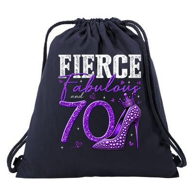 70th Birthday Fierce Fabulous And 70 Year Old Heels Drawstring Bag