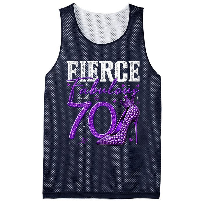 70th Birthday Fierce Fabulous And 70 Year Old Heels Mesh Reversible Basketball Jersey Tank