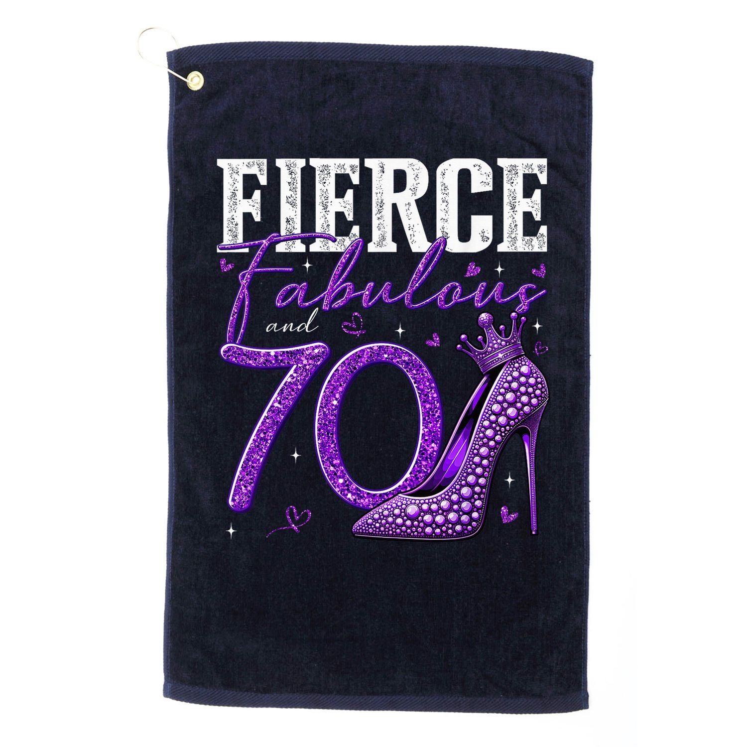 70th Birthday Fierce Fabulous And 70 Year Old Heels Golf Towel