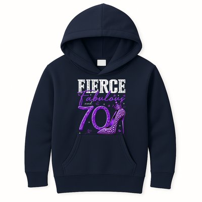 70th Birthday Fierce Fabulous And 70 Year Old Heels Kids Hoodie