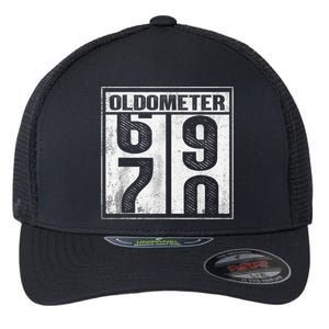 70th Birthday Funny Gift Oldometer 6970 Flexfit Unipanel Trucker Cap