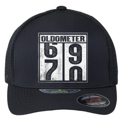 70th Birthday Funny Gift Oldometer 6970 Flexfit Unipanel Trucker Cap