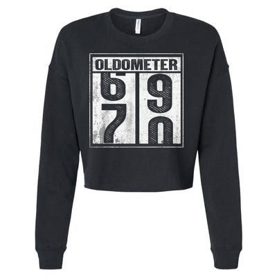 70th Birthday Funny Gift Oldometer 6970 Cropped Pullover Crew