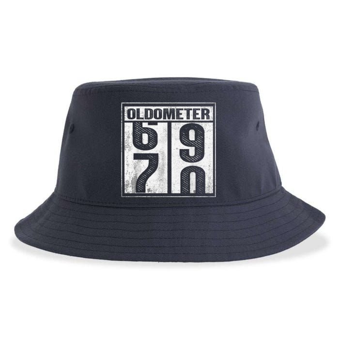 70th Birthday Funny Gift Oldometer 6970 Sustainable Bucket Hat