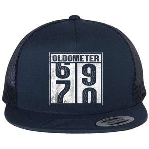 70th Birthday Funny Gift Oldometer 6970 Flat Bill Trucker Hat