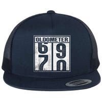 70th Birthday Funny Gift Oldometer 6970 Flat Bill Trucker Hat