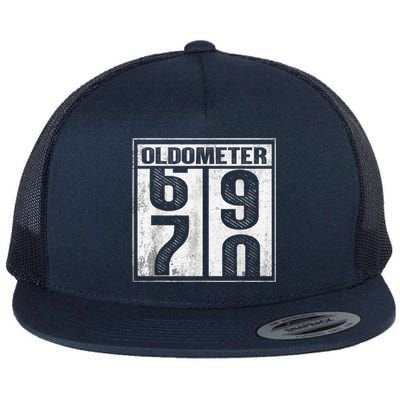 70th Birthday Funny Gift Oldometer 6970 Flat Bill Trucker Hat