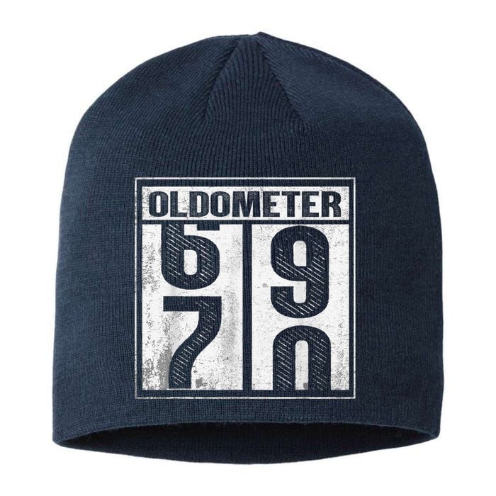 70th Birthday Funny Gift Oldometer 6970 Sustainable Beanie