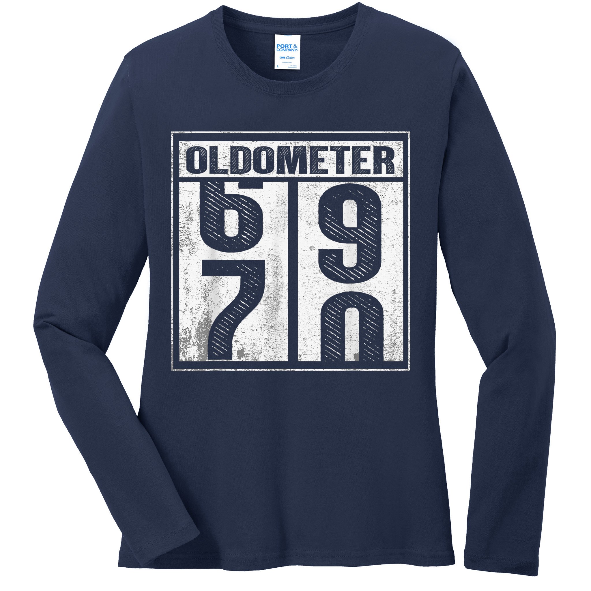 70th Birthday Funny Gift Oldometer 6970 Ladies Long Sleeve Shirt