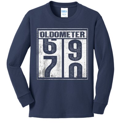 70th Birthday Funny Gift Oldometer 6970 Kids Long Sleeve Shirt