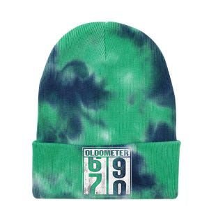 70th Birthday Funny Gift Oldometer 6970 Tie Dye 12in Knit Beanie