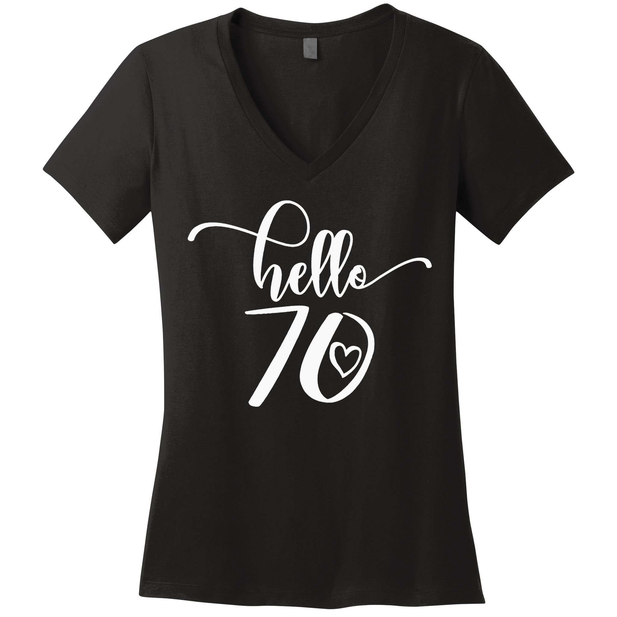 70th Birthday For  Hello 70 Seventy 70 Years Old Cute Women's V-Neck T-Shirt