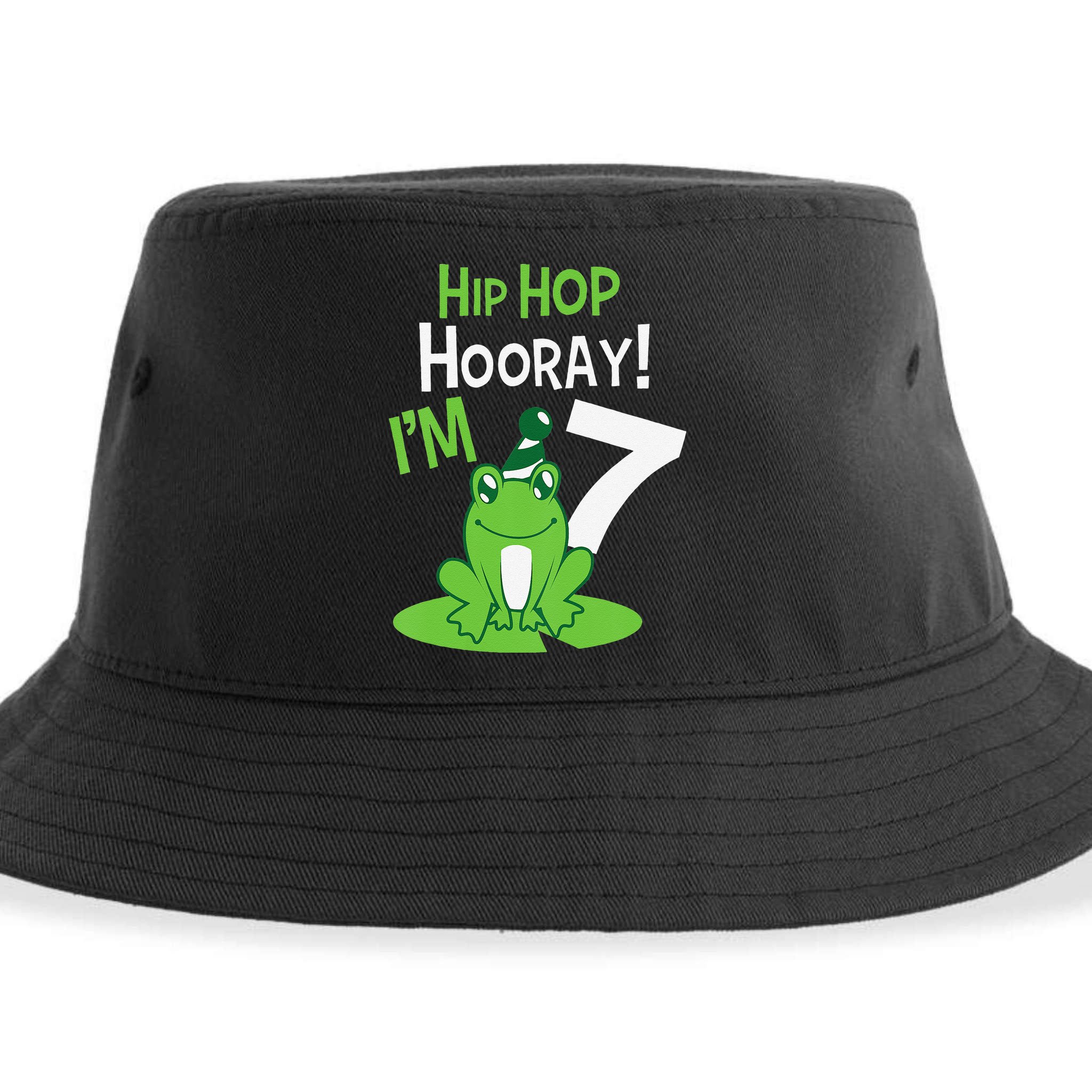 7th Birthday Frog Funny Party 7 Year Old Sustainable Bucket Hat