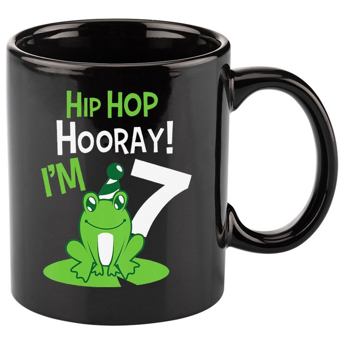 7th Birthday Frog Funny Party 7 Year Old 11oz C Handle Ceramic Mug