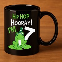 7th Birthday Frog Funny Party 7 Year Old 11oz C Handle Ceramic Mug