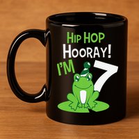 7th Birthday Frog Funny Party 7 Year Old 11oz C Handle Ceramic Mug