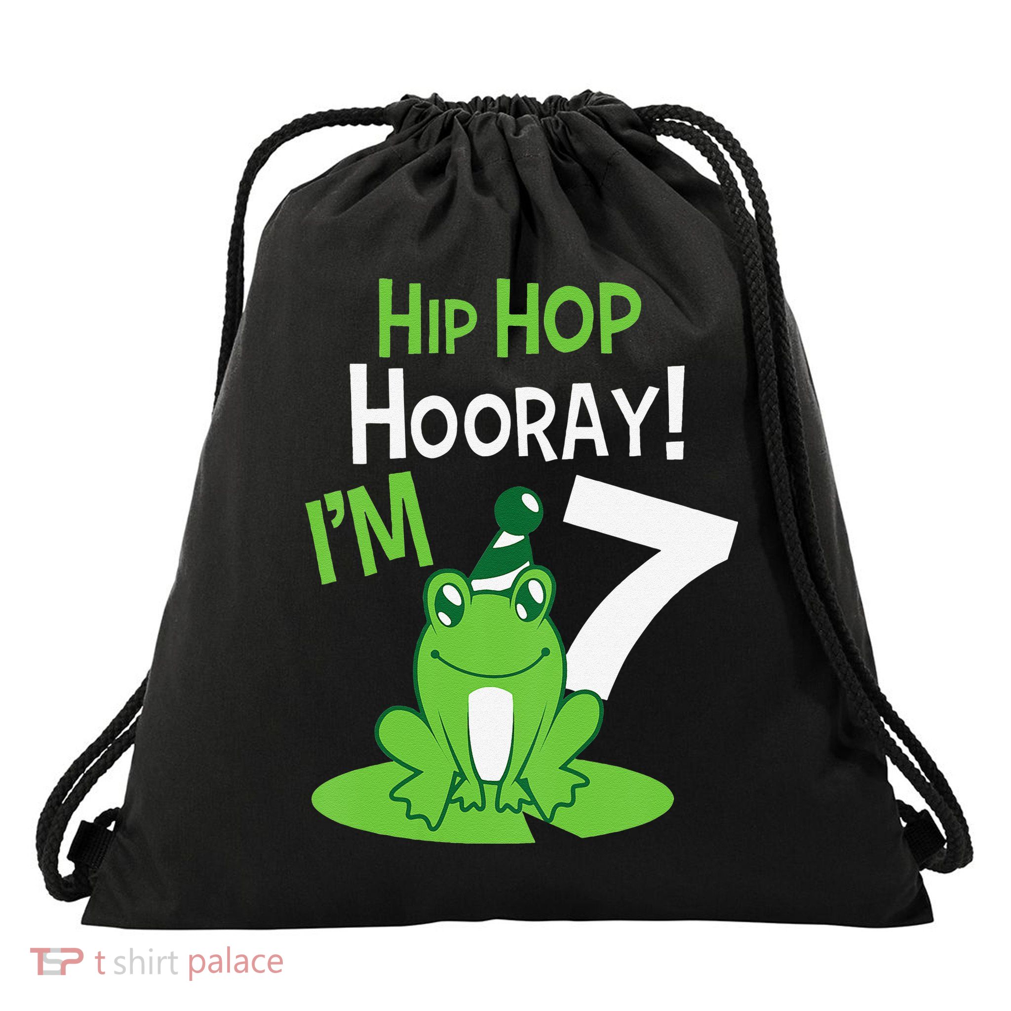 7th Birthday Frog Funny Party 7 Year Old Drawstring Bag