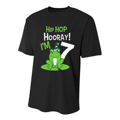 7th Birthday Frog Funny Party 7 Year Old Youth Performance Sprint T-Shirt