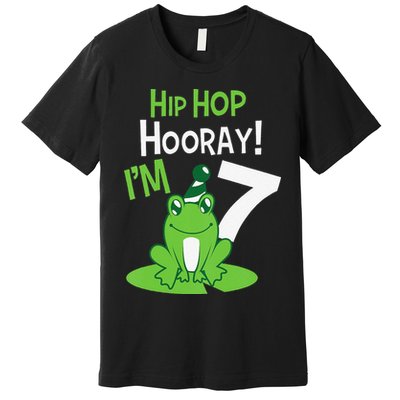 7th Birthday Frog Funny Party 7 Year Old Premium T-Shirt