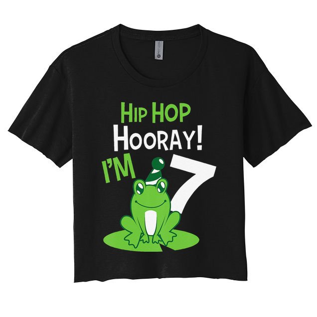 7th Birthday Frog Funny Party 7 Year Old Crop Top