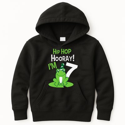 7th Birthday Frog Funny Party 7 Year Old Kids Hoodie